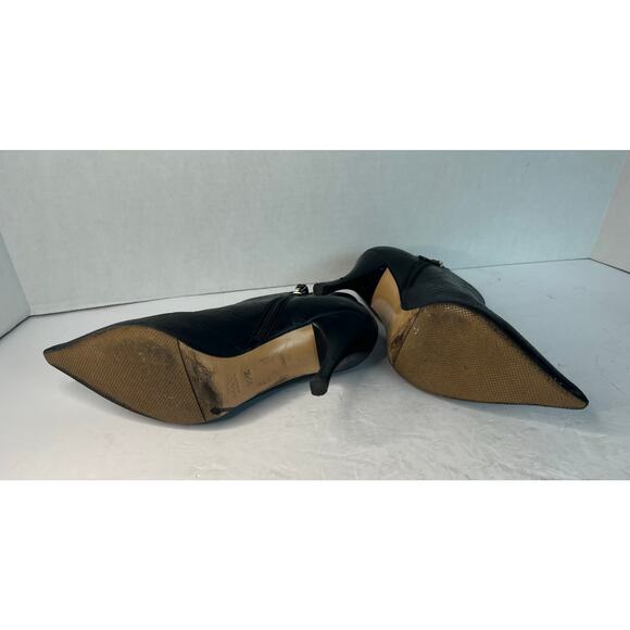 GUCCI Vintage Black Leather GG Monogram Logo Short Zip Stiletto Heel Bootie 5C W - Picture 11 of 12